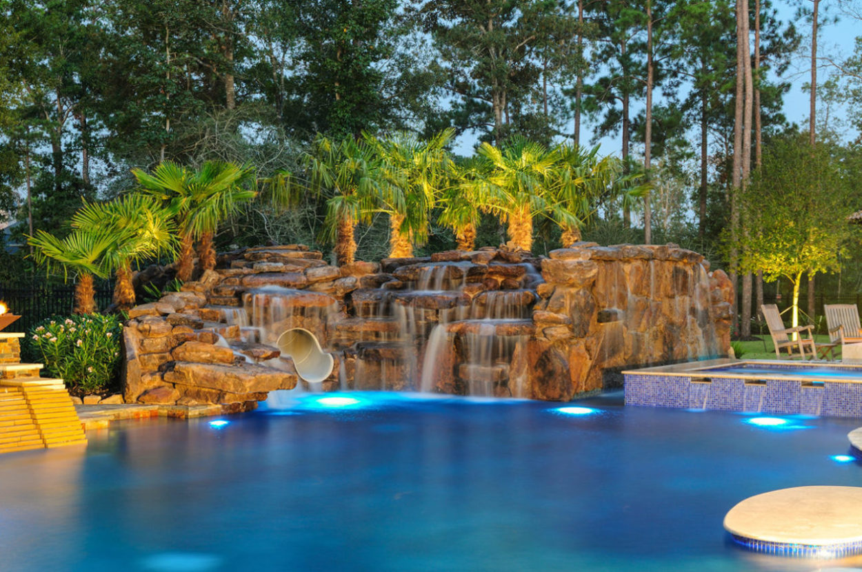 Gorgeous Pool with large waterfall and slide Houston, TX