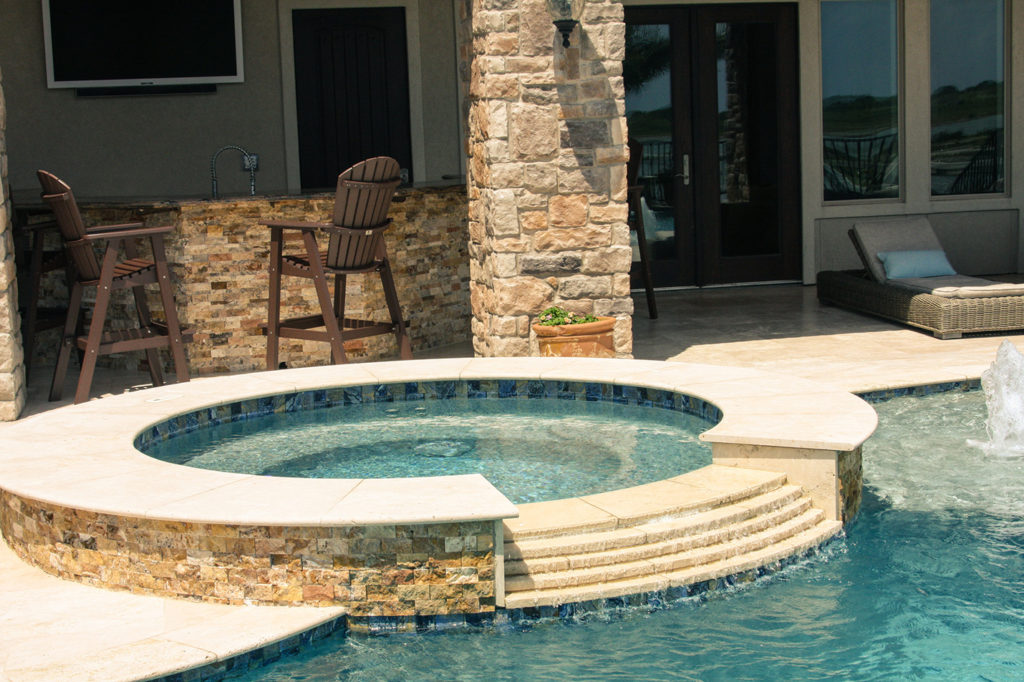 Stacked Travertine Spa Spillway