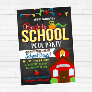 Back To School Pool Party Invitations