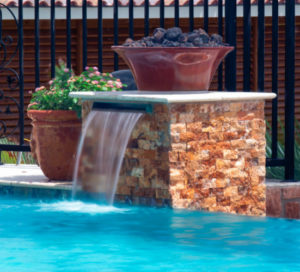 Raised Pool Column With Fire Bowl and Scupper