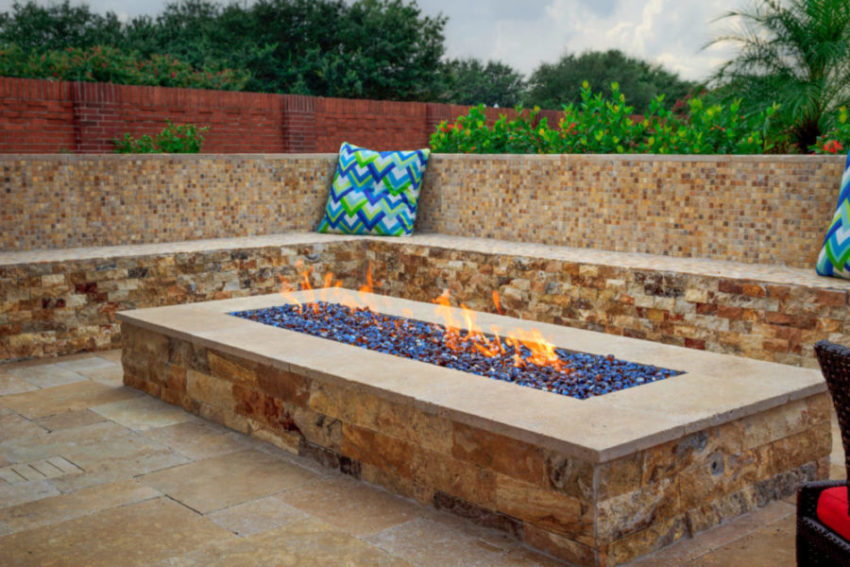 Fire Feature Glass And Lava Rocks, How To Fill Fire Pit With Glass