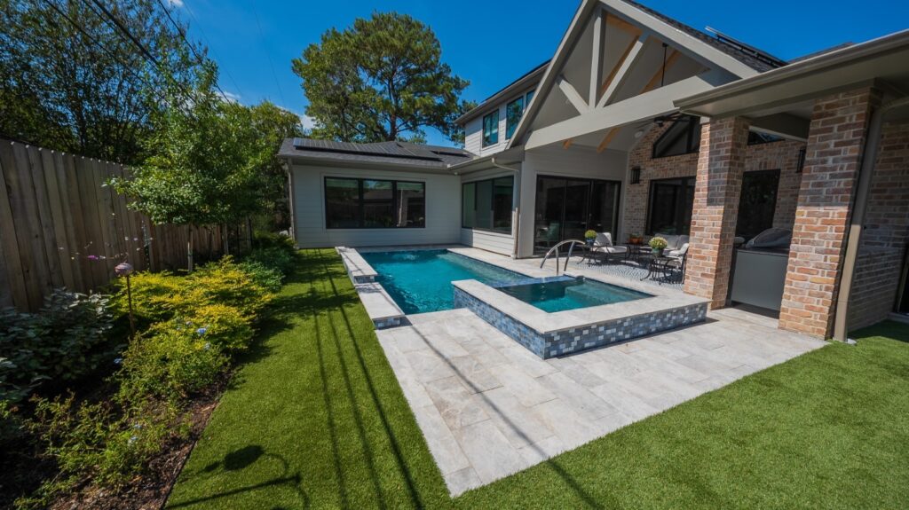 Pool with Raised Spa and Hand Rail