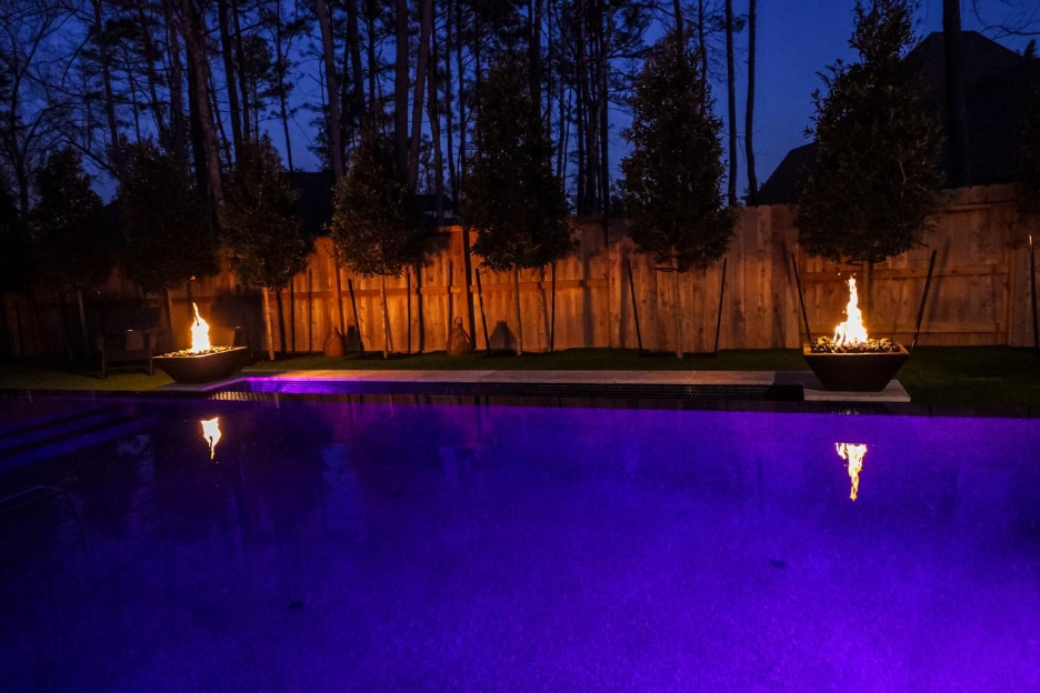 pool lit at night